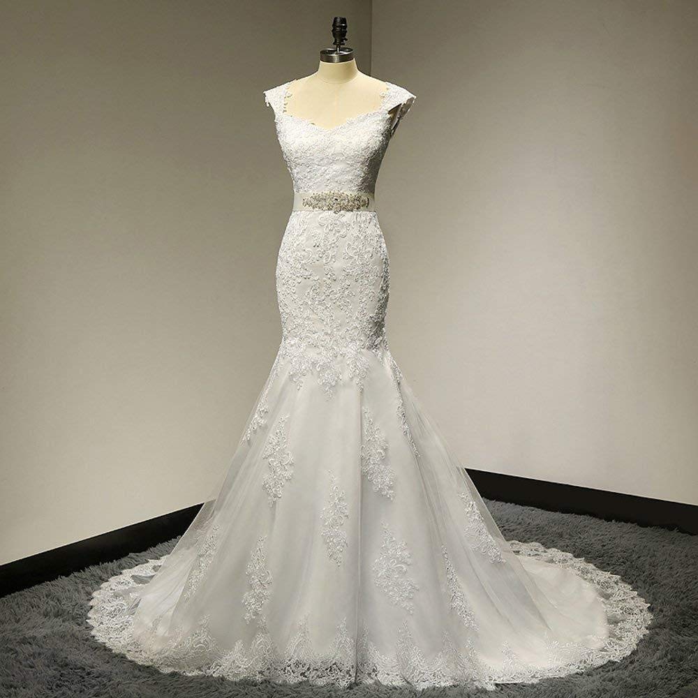 Women's Lace Mermaid Wedding Dresses Long Off Shoulder Formal Bridal Gown Ivory Plus Size 18W