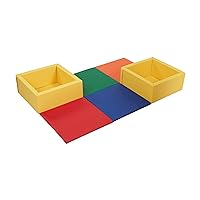 ECR4Kids SoftZone Play Patch Activity Mat and Toy Bins, Beginner Playset, Assorted, 6-Piece