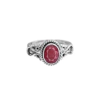 Natural Ruby Ring Oval Ring Bohemian Jewelry 925 Sterling Silver Ring Midi Handmade Indian Ruby Women Ring
