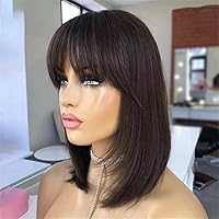 13X4 Ash Blonde High Gloss Human Hair Wig With Bangs 13X6 HD Lace Forehead Wig For Women