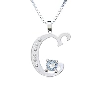 Sterling Silver Diamond Pendant Alphabet C