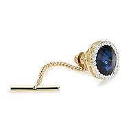 Men's Classic Round Crystal Men's Tie Tack Gold Color Tie Tack Clutch Back Fashion Necktie Tack Pin with Chain Crystal Lapel Pins Brooch