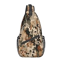 Brown and Leopard Print Camouflage Sling Bag Lightweight Crossbody Bag Shoulder Bag Chest Bag Travel Backpack for Women Men