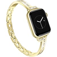 Slim Gold Watch Bands Women Femine Dainty Compatible with Apple Watch 38mm 40mm Adjustable Metal Band Dressy Bracelet for iWatch Series 9/8/7/6/5/4/3/2/1/SE Gift for Her