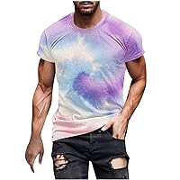 Mens Short Sleeve T Shirts Casual Gradient Color Loose Pullover Graphic Tee Shirts Summer Fashion Athletic Tshirts