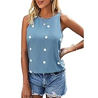 Women's Sleeveless Strappy Tank Tops Pom Pom Polka Dots Emboridered Summer Camis