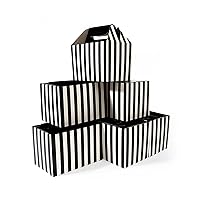 Happyhiram 40-Pack Large Gable Boxes Black Striped - 9x6x6 Inch Sturdy Cardboard Containers for Gifts, Box Lunches, Cookies, and Birthday Wedding, Easy to Assemble with Handles