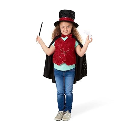 Melissa & Doug Magician Role Play Costume Set - Includes Hat, Cape, Wand, Magic Tricks