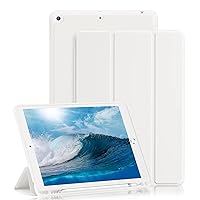 GHINL for iPad 9th/8th/7th Generation Case (2021/2020/2019) iPad 10.2-Inch Case with Pencil Holder [Sleep/Wake] Slim Soft TPU Back Smart Magnetic Stand Protective Cover Cases (White)