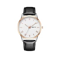 CIVO Mens-Watches Leather-Black Analog-Date Wrist-Watch - Fashion Business Watches for Men Classic Roman Numerals Waterproof Quartz Watches Men Luminous, Gifts for Men(White)