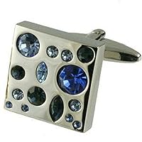 Cuff Links Sapphire Blue Crystal Cufflinks~Pattern Cufflinks for Men Asteroid Engraved Personalised Box