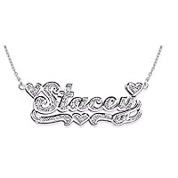 Rylos Necklaces For Women Gold Necklaces for Women & Men 14K White Gold or Yellow Gold Personalized 0.15 Carat Diamond Nameplate Necklace Special Order, Made to Order Necklace