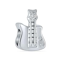 Musician Pianist Keys Music Student Grand Piano Rock Star Electric Guitar Bead Charm For Women Teen Oxidized .925 Sterling Silver Fits European Bracelet