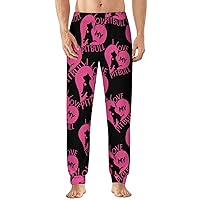 I Love My Pitbull Heart Men's Pajama Pants Soft Lounge Bottoms Lightweight Sleepwear Pants