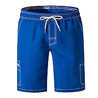 Mens Hawaiian Beach Shorts Solid Casual Lightweight Drawstring Shorts Summer Holiday Trendy Cropped Trousers Capris