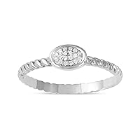 Sterling Silver 1/20 CT. TDW Diamond Oval Shape Cluster Promise Ring Love Gift for Women (I-J, I2)