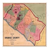 Antiguos Maps Orange County California Properties by Solomon Henderson Finley circa 1889 | Art Print Poster Vintage Map Wall Decor | 24 x 24 inches (610 x 610 mm)