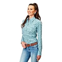 ROPER Western Shirt Womens L/S Paisley M Teal 03-050-0225-2108 GR