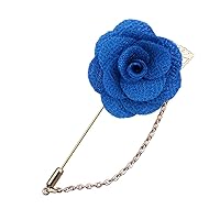 Men's Lapel Pin Flower Boutonniere Brooch Chain Stick for Suit Wedding