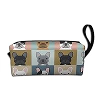 French Bulldog Pattern Makeup Bag Adorable Travel Cosmetic Toiletry Organizer Case for Women