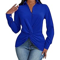 Aesthetic Clothes for Women Spring Womens Zip V Neck Shirts Long Sleeve Shirts Casual Work Solid Tops Tops WOM