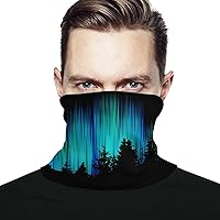 Northern Lights Forest Funny Face Cover Scarf Neck Mask Skiing Fishing Hiking Cycling UV Protector for Men Women