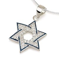 Star of David Necklace for Men, 925 Sterling Silver Pendant with Jewish Star Symbol, Israeli Made Hebrew Israelite Jewelry Kabbalah Blessing Jewish Jewelry for Women Holy Land Gifts