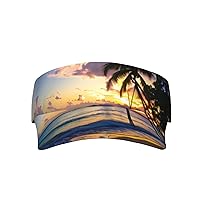 Breathtaking Jamaica Beach Sun Visors Hat for UV Protection Adjustable Empty for Summer Outdoor Sports Running Cap