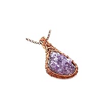 Amethyst Druzy Necklace, Designer Necklace, Copper Wire Wrapped Gemstone Necklace Jewelry KL-1240