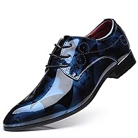 Men's Fashion Leather Shoes Commuter Breathable Formal Straight Tip Dress Shoes with Lace Pattern