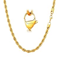 FaithHeart Spiga Wheat/Rope/Box/Rolo Chain Necklace, 18/20/22/24/26/28/30 Inches 18K Gold Plated/Stainless Steel Daily Chains for Men/Women, Customize Available (With Gift Box)