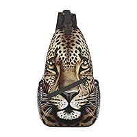 Patterned leopard head Print Unisex Chest Bags Crossbody Sling Backpack Lightweight Daypack for Travel Hiking