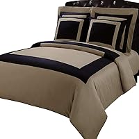 Taupe and Black Hotel 3pc Twin/Twin XL Comforter Cover (Duvet-Cover-Set) 100% Cotton 300 TC