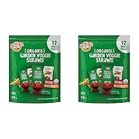 Earth's Best Organic Kids Snacks, Sesame Street Toddler Snacks, Organic Garden Veggie Straws for Toddlers 2 Years and Older, Original, Multipack, 5 oz Bags, 12 Count (Pack of 2)