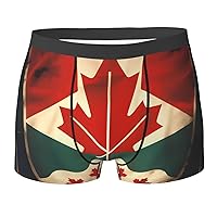 NEZIH Retro Canada Flag Print Mens Boxer Briefs Funny Novelty Underwear Hilarious Gifts for Comfy Breathable