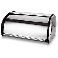 Roll Top Bread Bin, Stainless Steel Bread Box, Silver Kitchen Bread Storage Box – 13 x 9 x 6 inch…