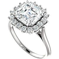 Moissanite Star Moissanite Ring Asscher 2.5 CT, Moissanite Engagement Ring/Moissanite Wedding Ring/Moissanite Bridal Ring Set, Sterling Silver Rings, Perfact Gifts for Wife, Jewelry