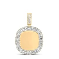 The Diamond Deal 14kt Yellow Gold Mens Baguette Diamond Picture Memory Charm Pendant 4 Cttw