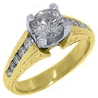 14k Yellow Gold Brilliant Round Antique Diamond Engagement Ring 1.35 Carats