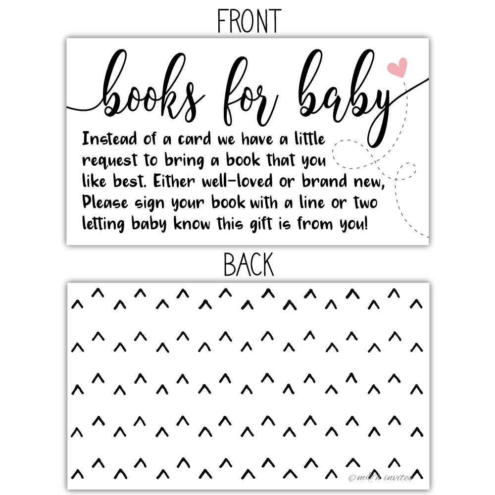 50 Sweet Heart Books for Baby Shower Request Cards - Baby Shower Invitation Inserts