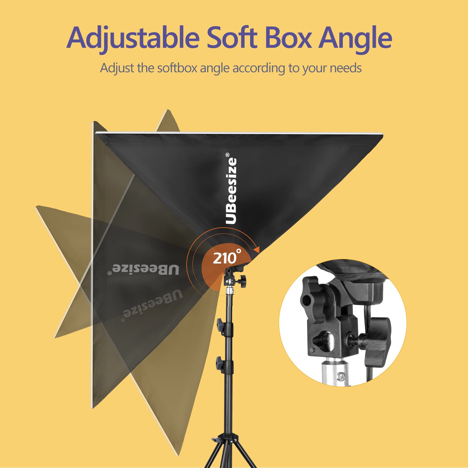 UBeesize Softbox Photography Lighting Kit, 27” x 20” Continuous Lighting Kit with 2pcs 40W E27 Socket 8000K Bulbs, Professional Photo Studio Lighting for Video Recording, Portrait Shooting