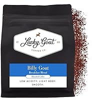 Lucky Goat Breakfast Blend Ground Coffee – Billy Goat – Light body, Low Acidity, Morning Cup, Smooth and Mild - Medium Roast, 12 Ounce Bag, Arabica