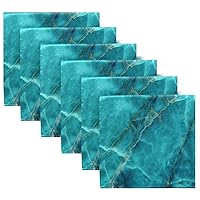 ALAZA Teal Green Marble Texture Cloth Napkins Dinner Napkins Set of 6,Reusable Table Napkins Washable Polyester Fabric for Cocktail Party Holiday Wedding Home Decorative