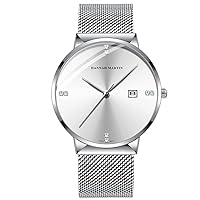 Hanna Martin Men's Watch Simple Business Blue Gradient Analog Quartz Watch 3ATM Waterproof Stainless Steel Wristwatch