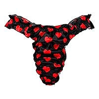 YiZYiF Men's Silky Shiny Satin Flutter Ruffled Sissy Thongs Crossdress Underwear