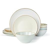 Famiware Jupiter Dinnerware Set, Plates and Bowls Sets for 4, Microwave and Dishwasher Safe, Scratch Resistant, 12 Pieces Dishes Set, Multi-color