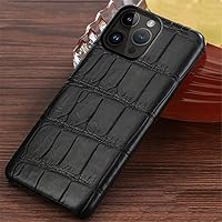 Crocodil Leather Phone Case for iPhone 15 11 12 13 14 Pro Max 14Pro 13Pro 15Pro 15Plus 14 Plus 12Pro Back Cover,Black,for iPhone 11 ProMax