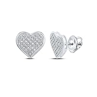 10K White Gold Diamond Heart Screwback Earrings 1/4 Ctw.