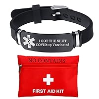 I Got the Shot Covid 19 Vaccinated Awareness Bracelet for Vaccinated Kids Men Women,Personalized Medical Alert ID Vaccination Injection Silicone Wristaband for Son,Daughter,Parents,Customizable