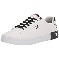 Tommy Hilfiger tmREZZ WHITE 141 Men's Sneakers TM REZZ SHOES Skateboard Shoes Shoes Everyday Wear Brand Casual Low Cut Shoes Men (White + Black Shoelaces) (10.8 inches (27.5 cm)